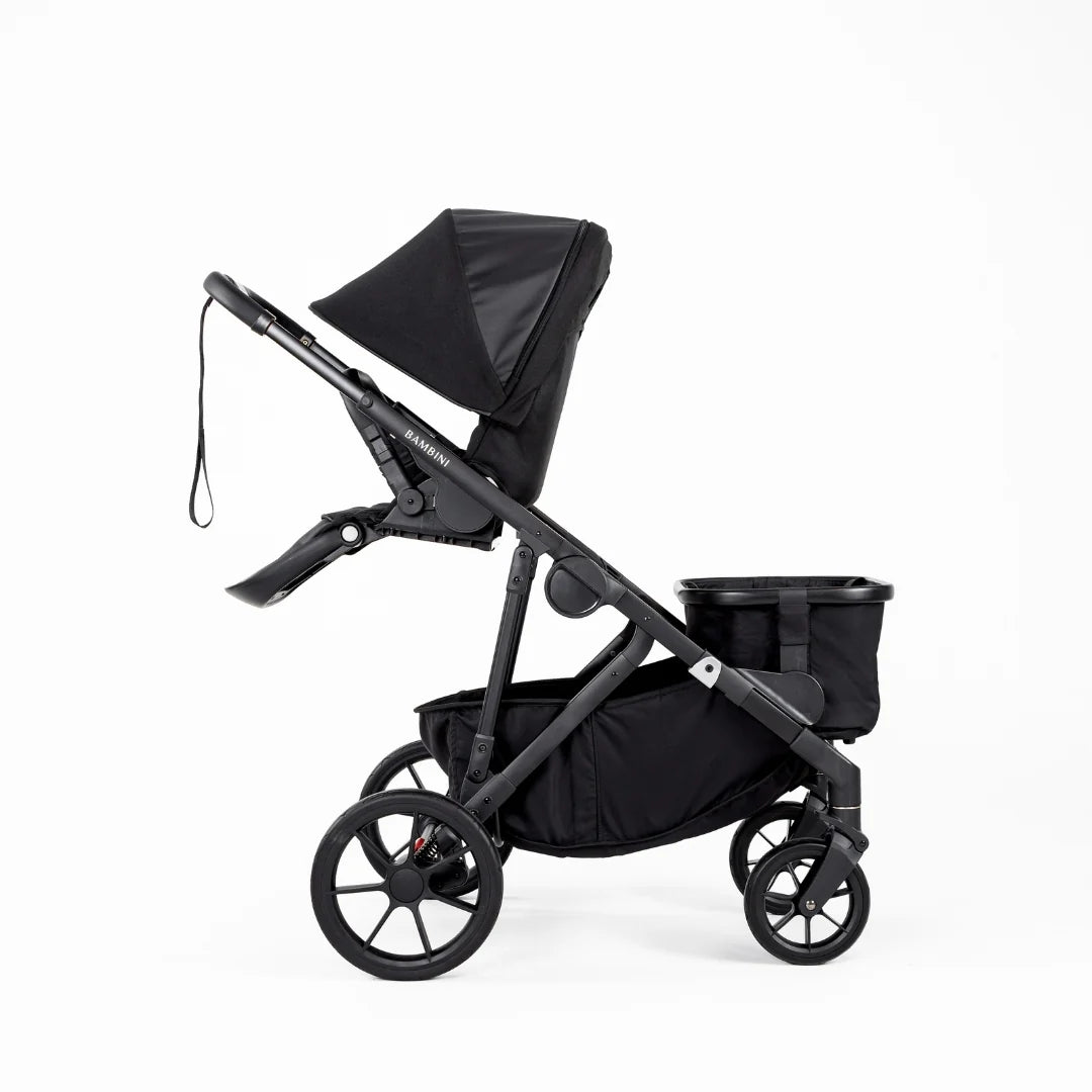 Bambini LISBON Single-to-Double Pram NOAH Black/Black Standard Bundle with Basinett and lower adaptors