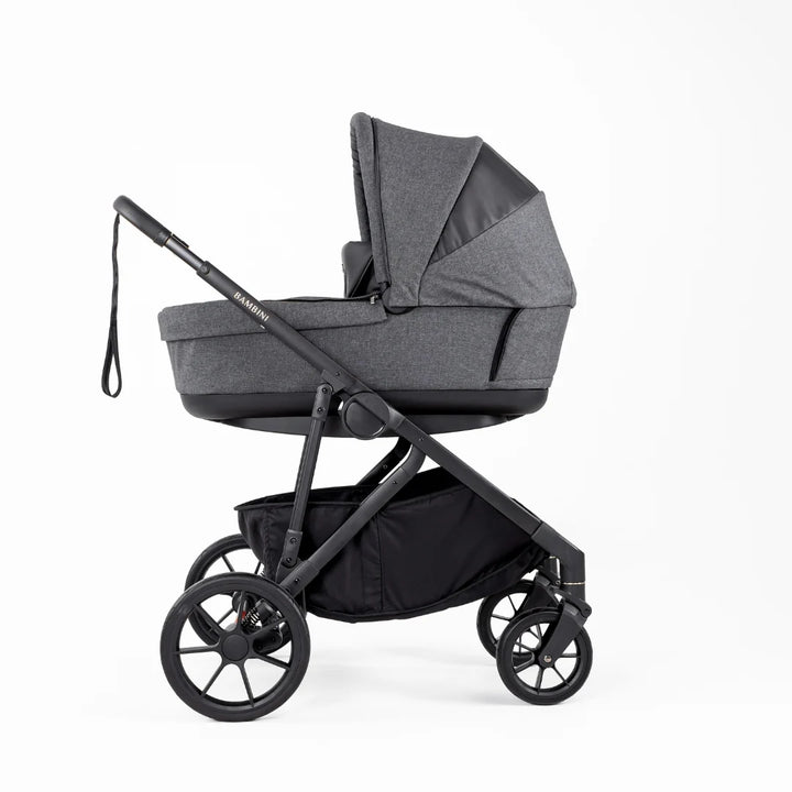 Bambini LISBON Single-to-Double Pram HENRI Charcoal/Black with Basinett and lower adaptors