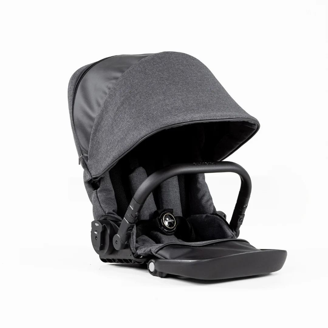 Bambini LISBON Single-to-Double Pram - HENRI Charcoal/Black Two Seat Bundle