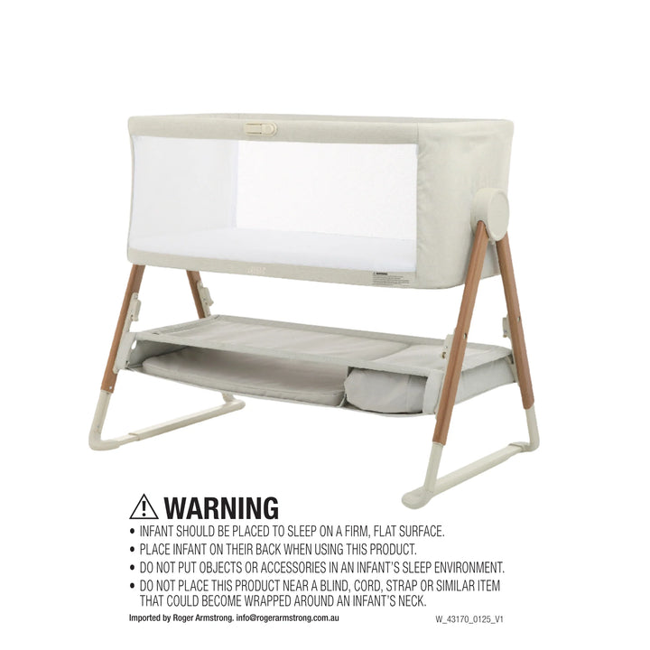 Mamas & Papas Lua V2 Bedside Cot - Fawn