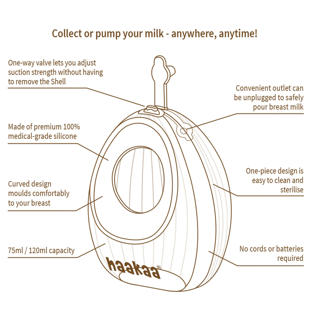 Haakaa Shell Wearable Silicone Pump- 75ml (1pk)