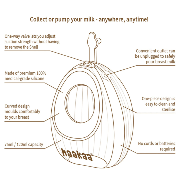 Haakaa Shell Wearable Silicone Pump- 75ml (1pk)