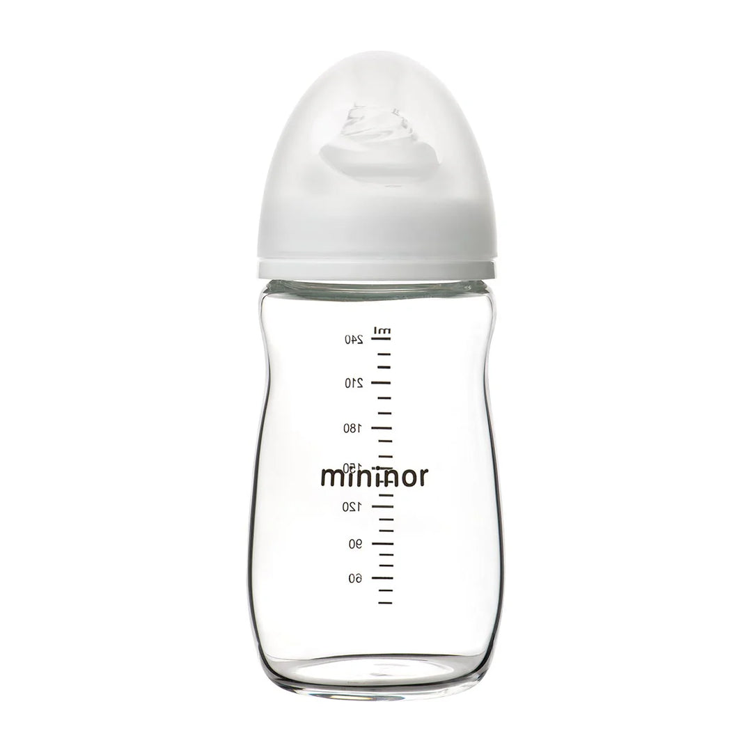 Mininor Glass Feeding Bottle 240ml 3mth+