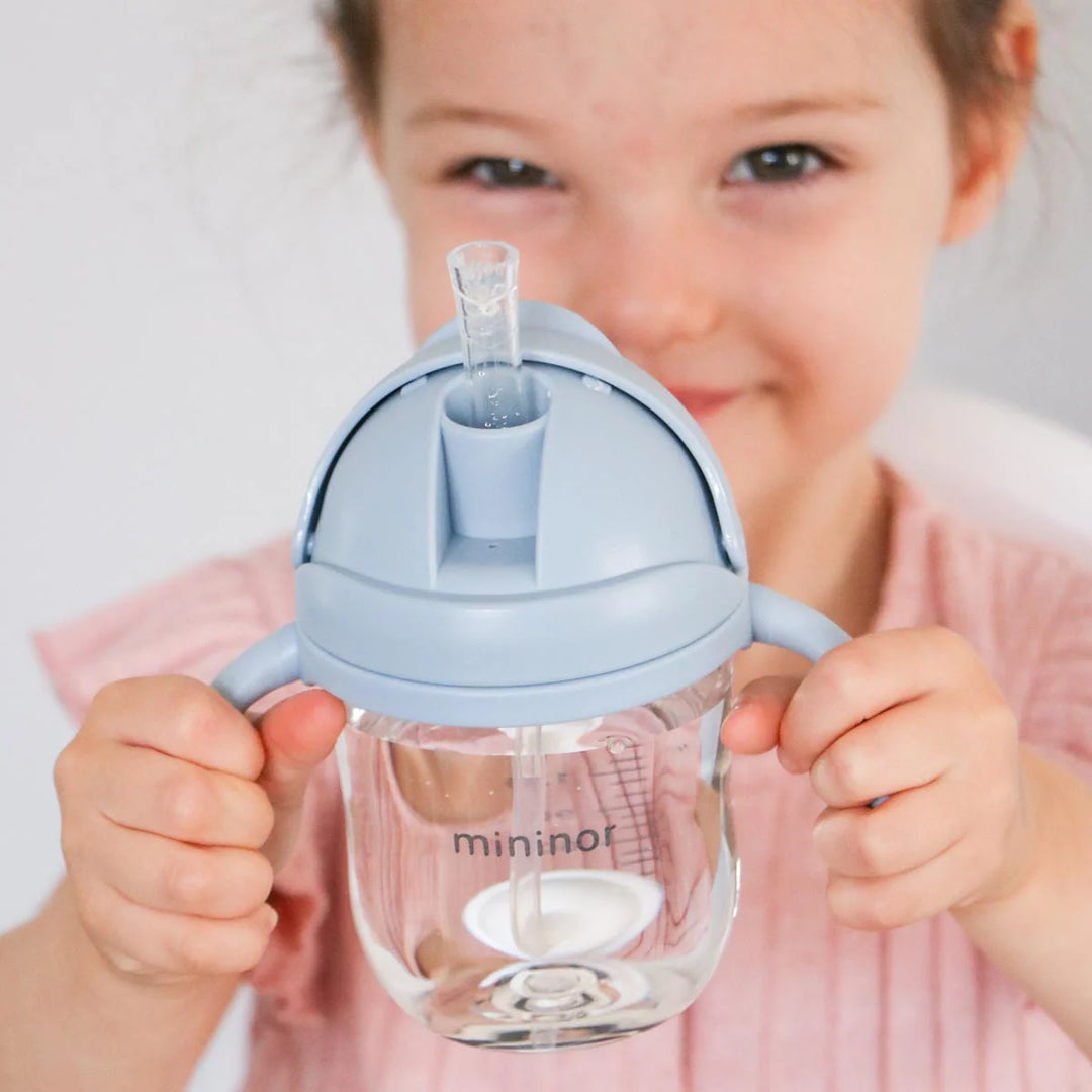 Mininor Straw Bottle Tritan 220ml - GREY SEAL