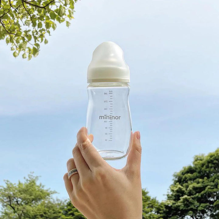 Mininor Glass Feeding Bottle 240ml 3mth+