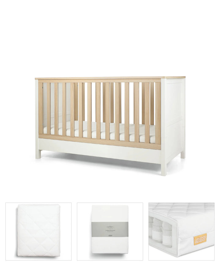 Mamas&Papas Mamas&Papas Harwell 4 Piece Set with Cotbed, Mattress, Fitted Sheets & Mattress Protector - White