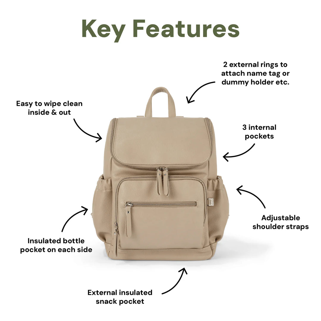 OiOi Signature Mini Backpack 2.0 - Oat Vegan Leather