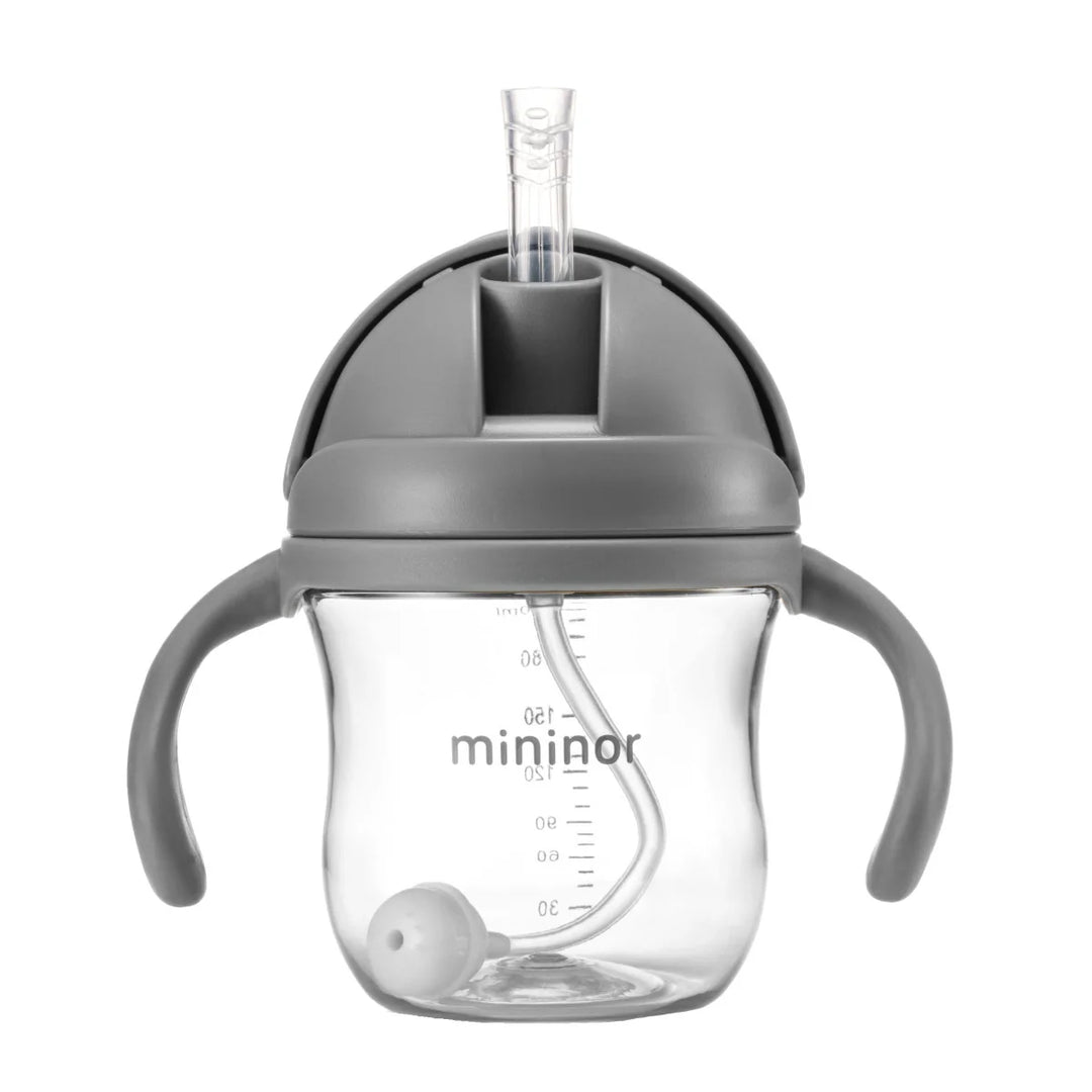 Mininor Straw Bottle Tritan 220ml - GREY SEAL