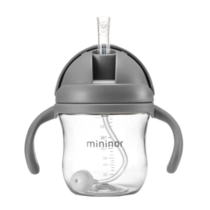 Mininor Straw Bottle Tritan 220ml - GREY SEAL