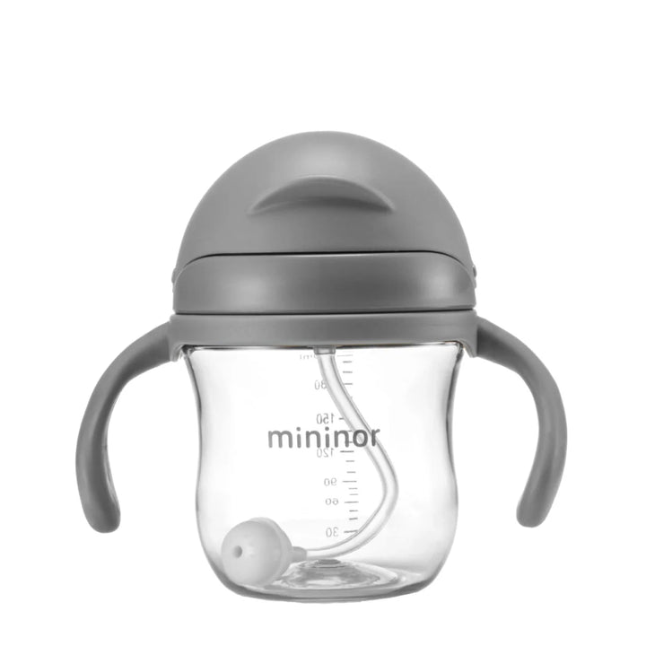Mininor Straw Bottle Tritan 220ml - GREY SEAL