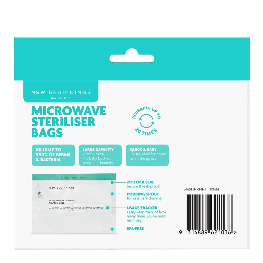 New Beginnings MICROWAVE STERILISER BAGS - 6 PCS (NEW)