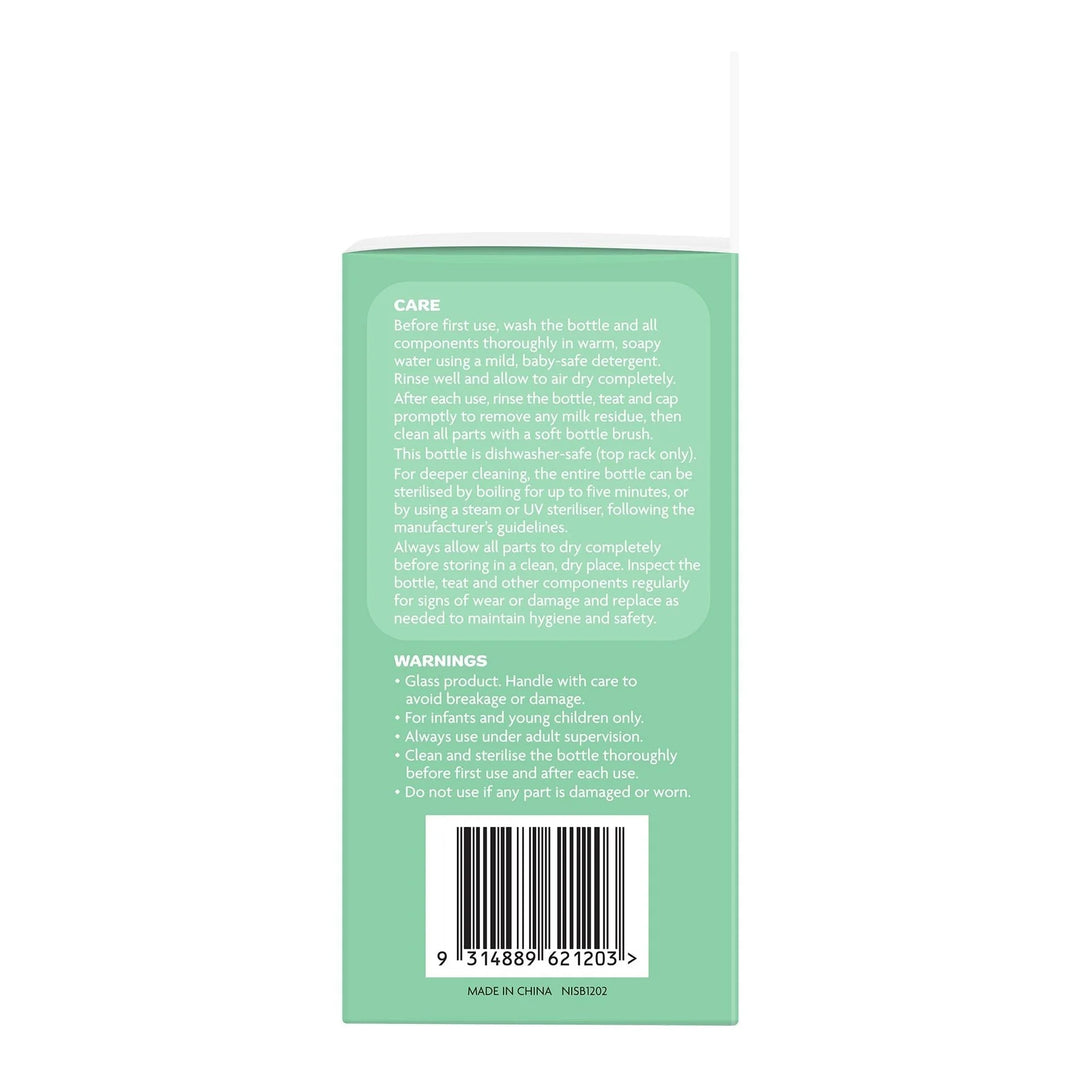 NEW BEGINNINGS GLASS BOTTLE 120ML TWIN SILICONE OUTER