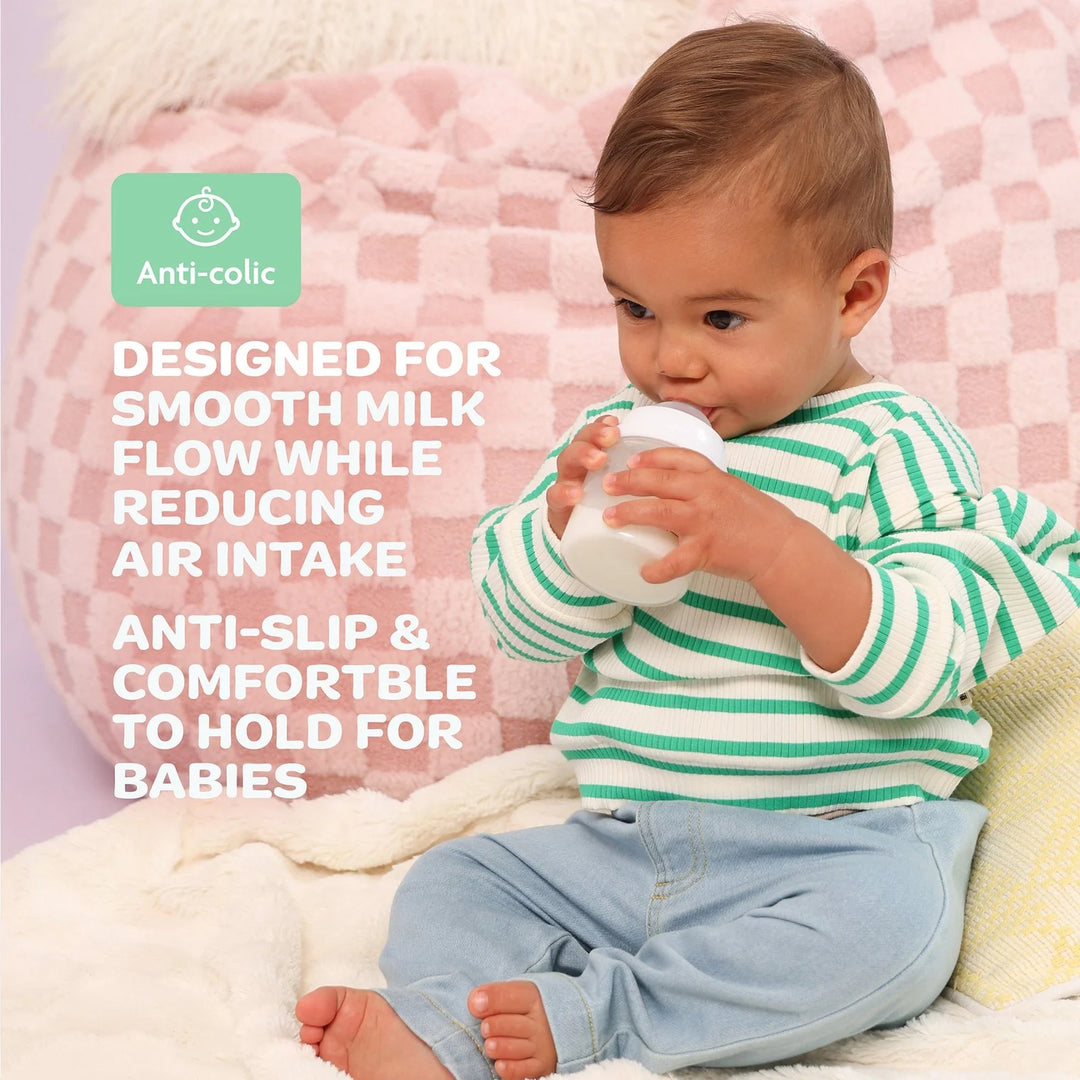 NEW BEGINNINGS GLASS BOTTLE 120ML TWIN SILICONE OUTER