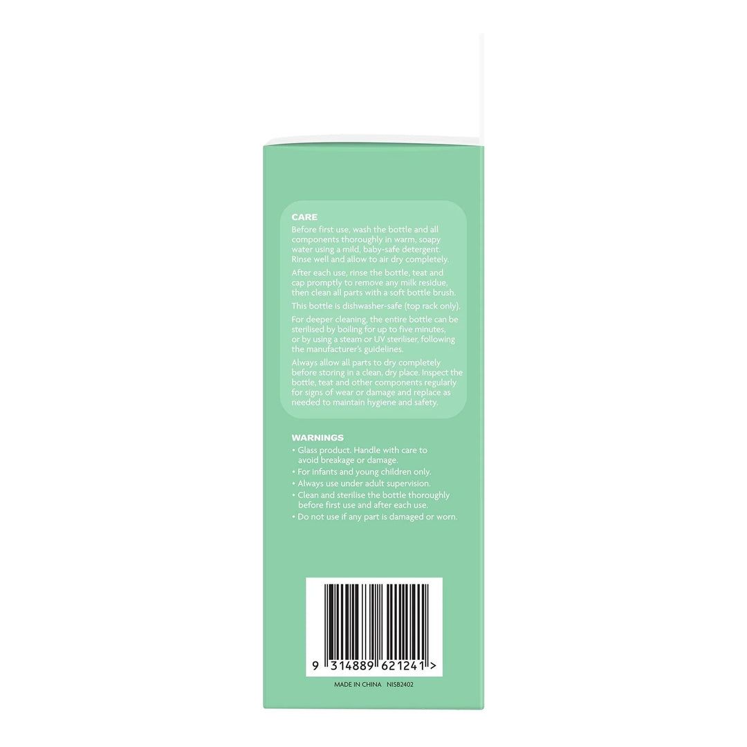 NEW BEGINNINGS GLASS BOTTLE 240ML TWIN SILICONE OUTER