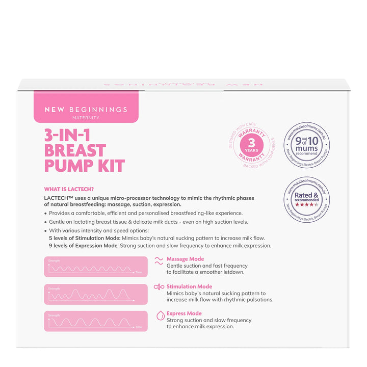 NEW BEGINNINGS 3 IN 1 BREAST PUMP KIT (NEW)