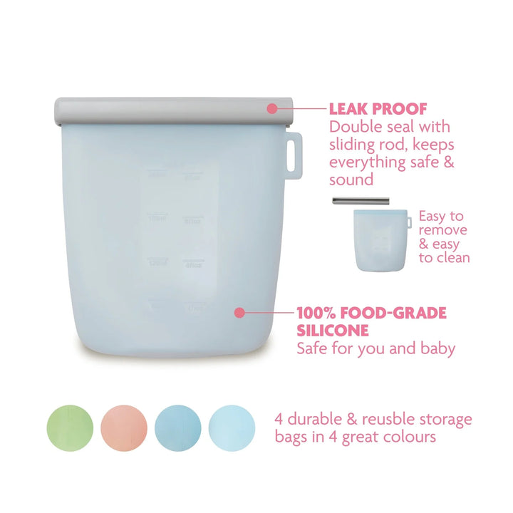NEW BEGINNINGS SILICONE STORAGE BAGS 4pk