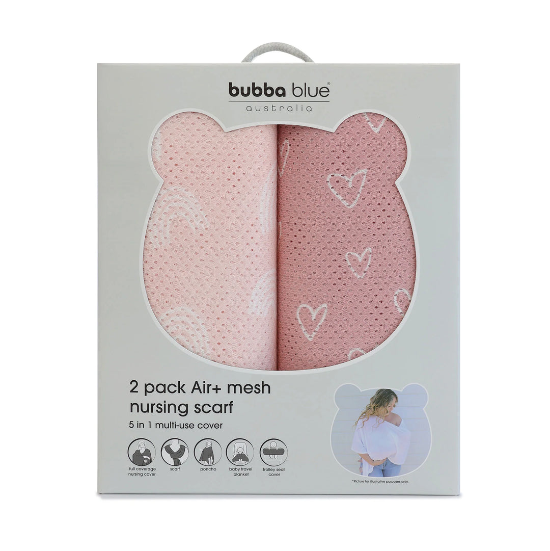 Bubba Blue Nordic 2pk AIR+ Mesh Nursing Scarf Berry/Rose