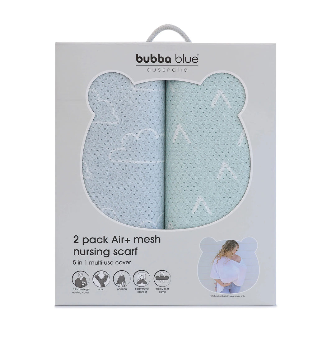 Bubba Blue Nordic 2pk AIR+ Mesh Nursing Scarf Sky/Mint
