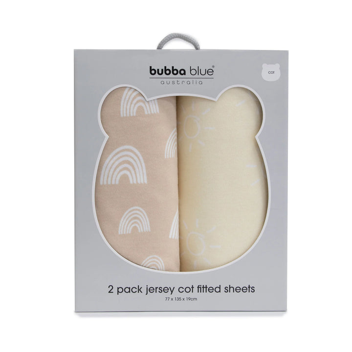 Bubba Blue Nordic 2pk Jersey Cot Fitted Sheets Vanilla/Latte