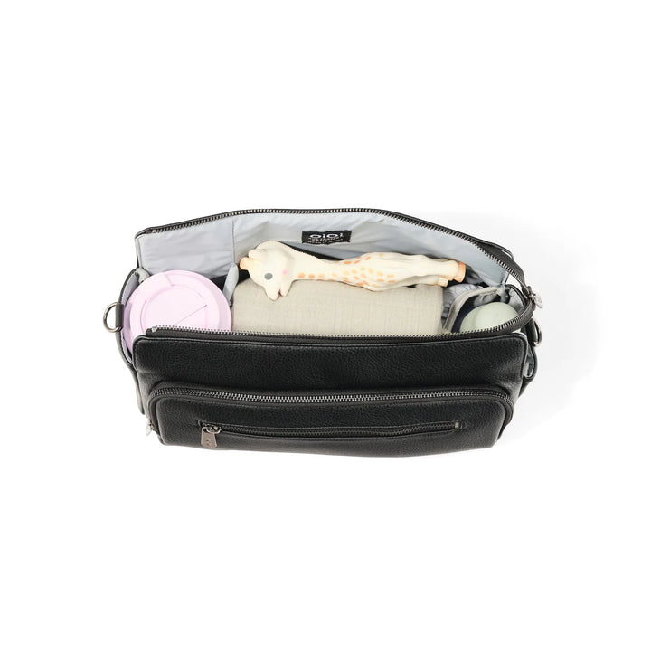 OiOi Multitasker Pram Caddy 2.0 - Black Vegan Leather