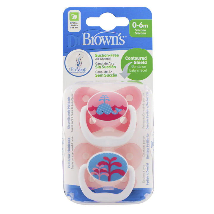 DR BROWN'S PREVENT BUTTERFLY SHIELD SOOTHER, 0-6 MONTHS, GIRL