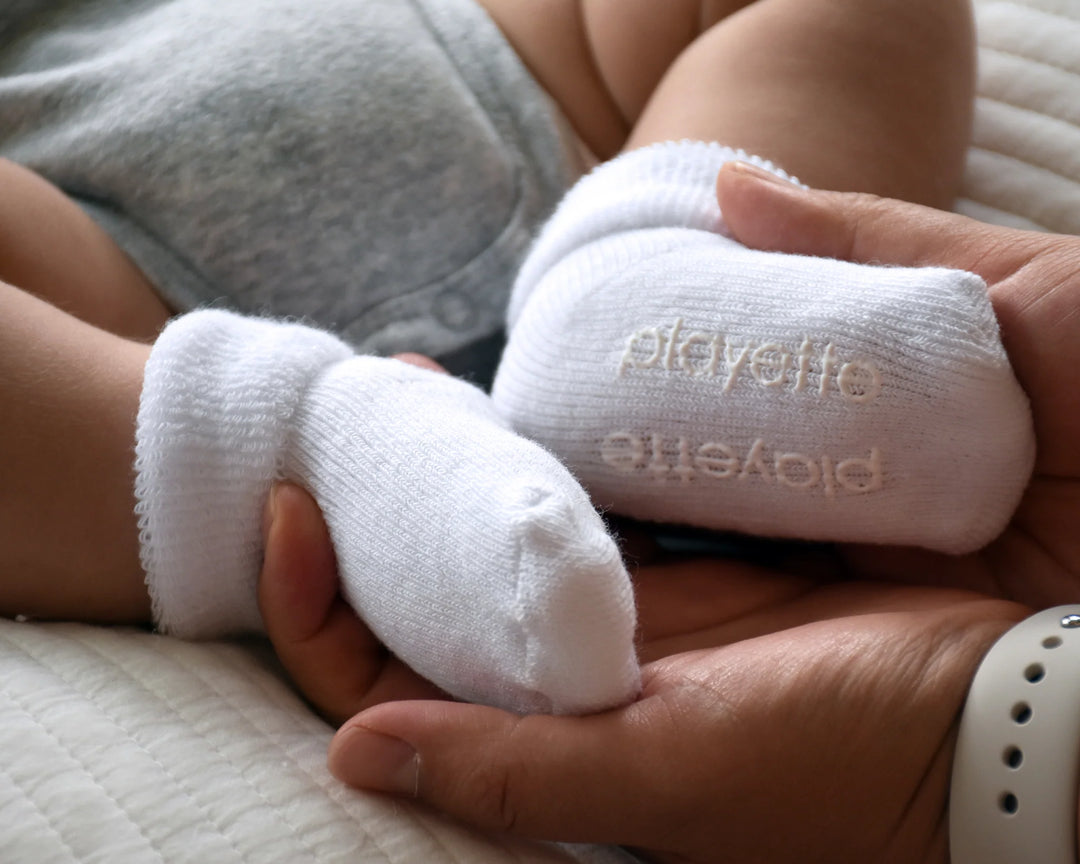 Playette 2 Pack Essential Bootie Socks White