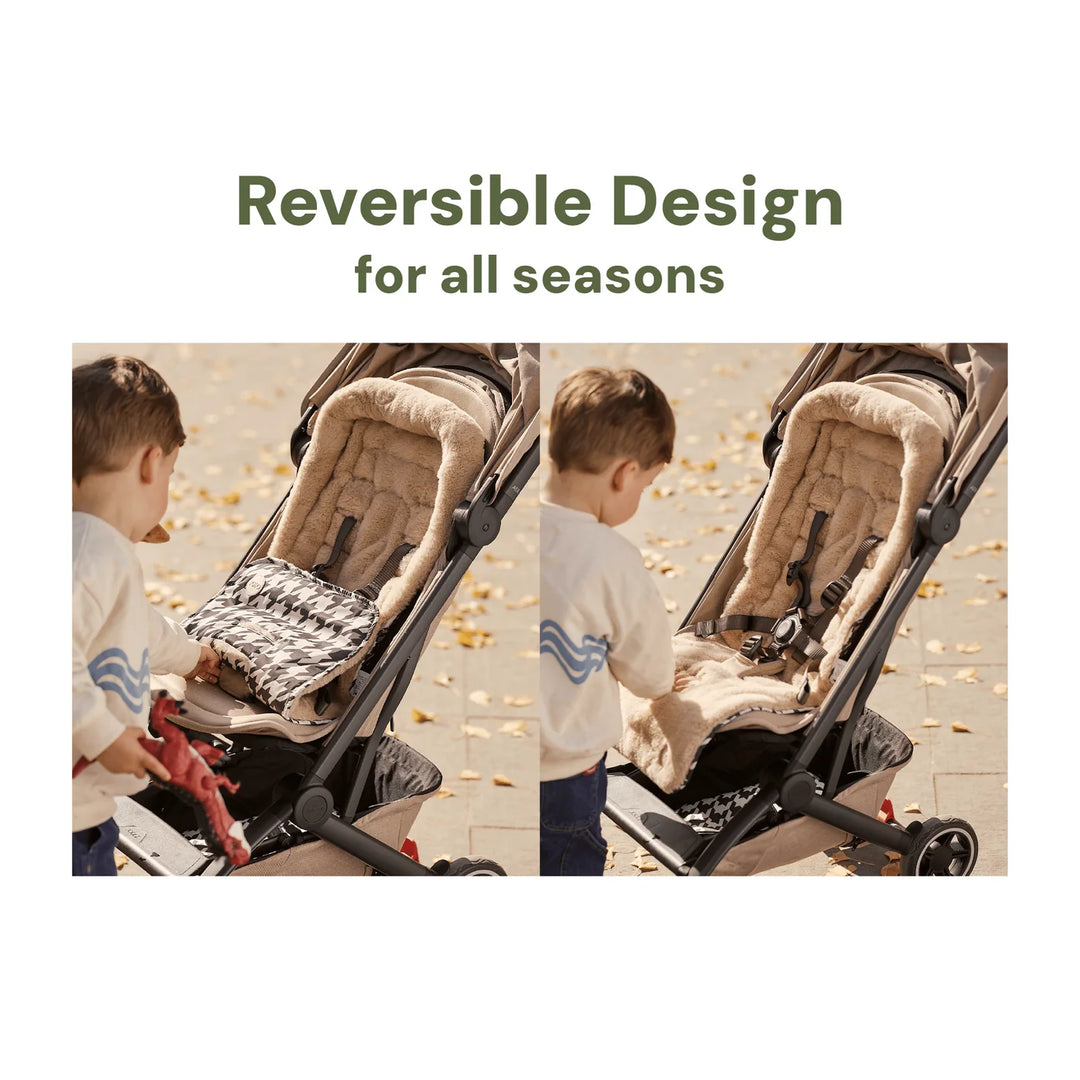 OiOi Cozy Fleece Pram Liner - Houndstooth/Faux Fur