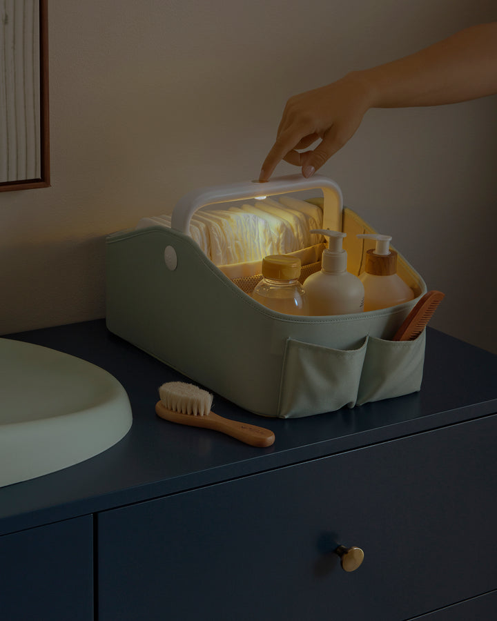 Skip Hop Nursery Style Light Up Diaper Caddy - Sage