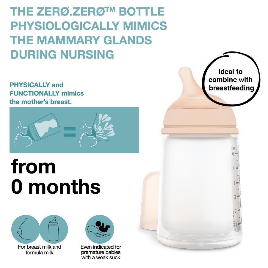 Suavinex Zero Zero Anti Colic Bottle 180ml - Slow Flow 0M+