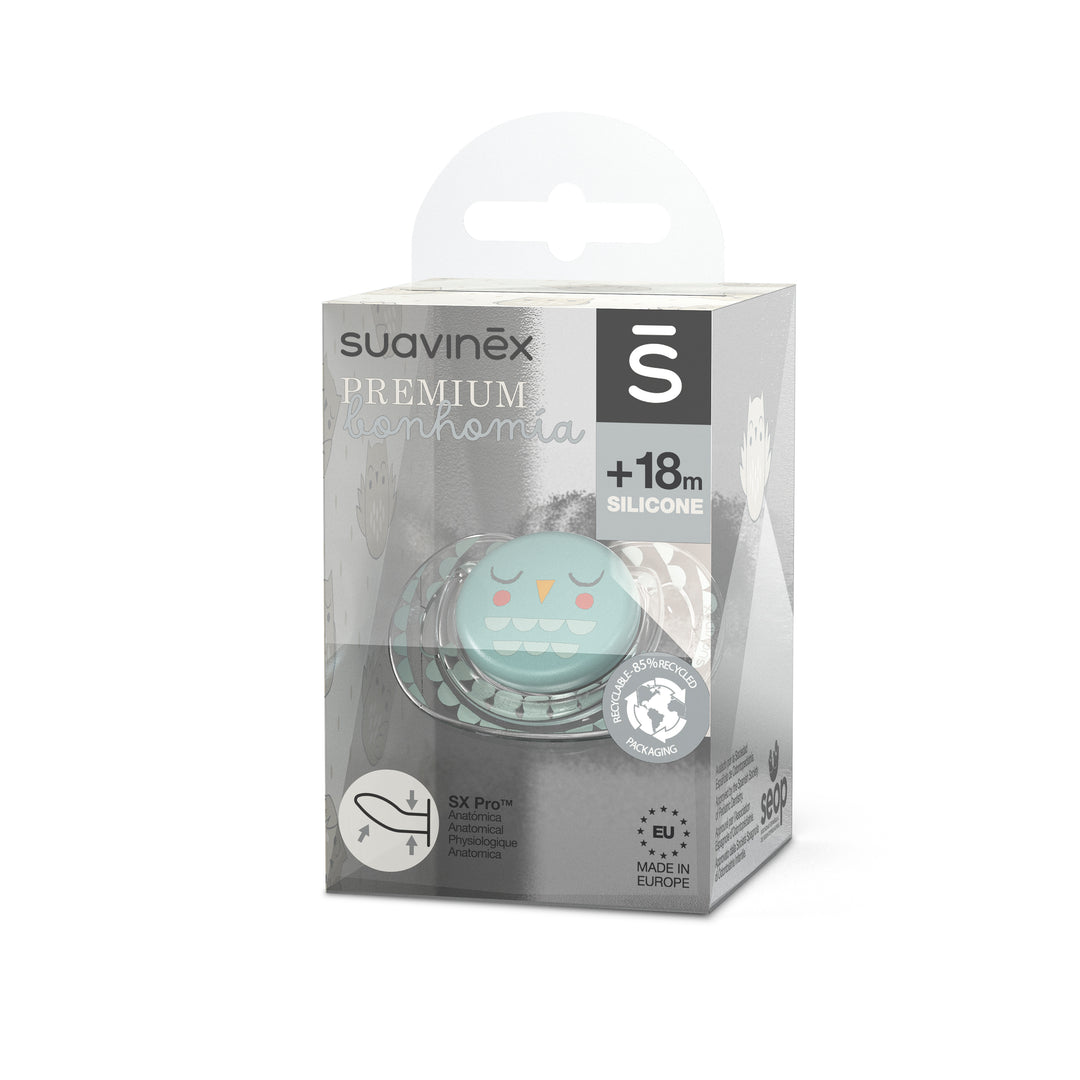 Suavinex Bonhomia Soother with SX Pro Anatomical Teat 18M+ - Feather Green