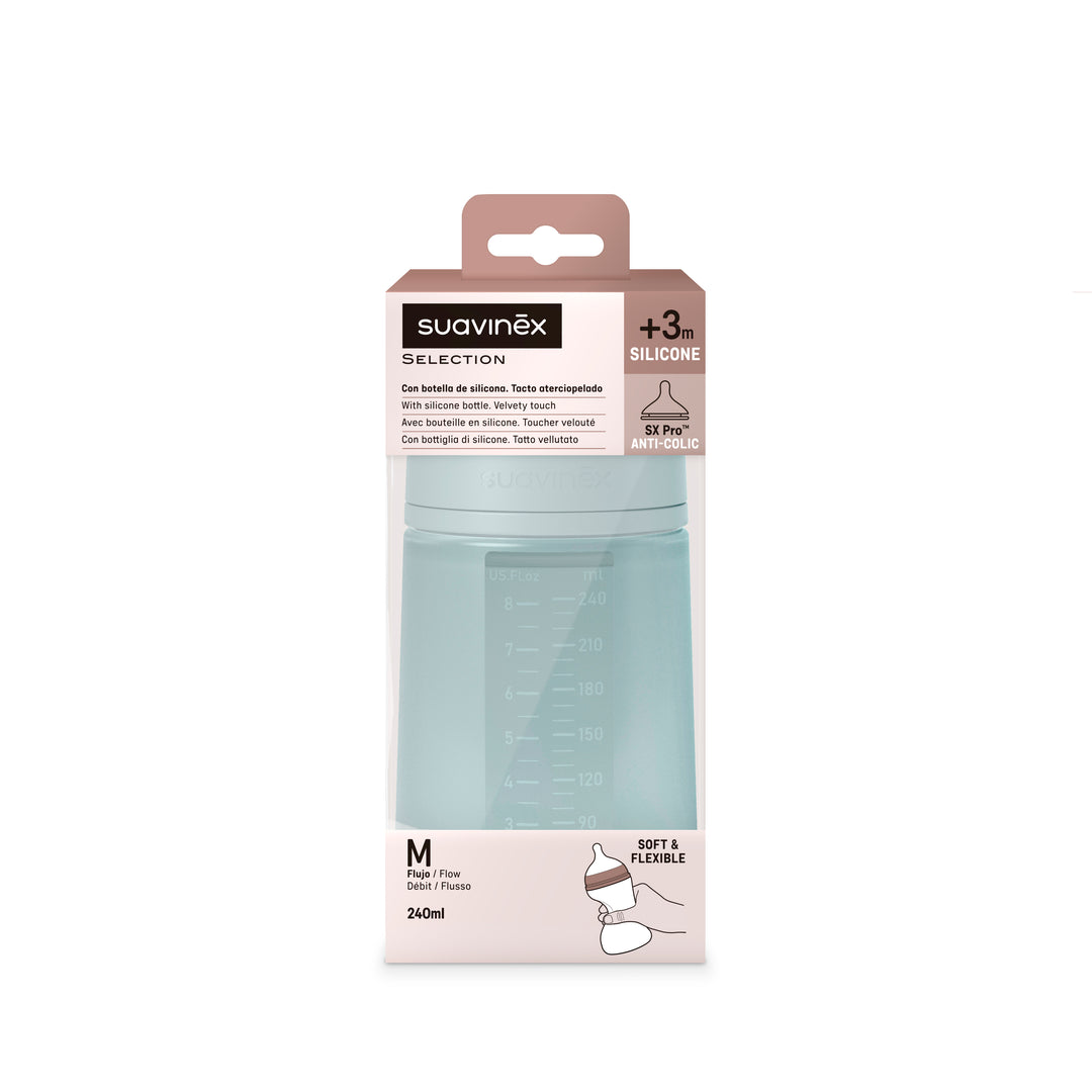 Suavinex 240ml All Silicone Bottle - Blue