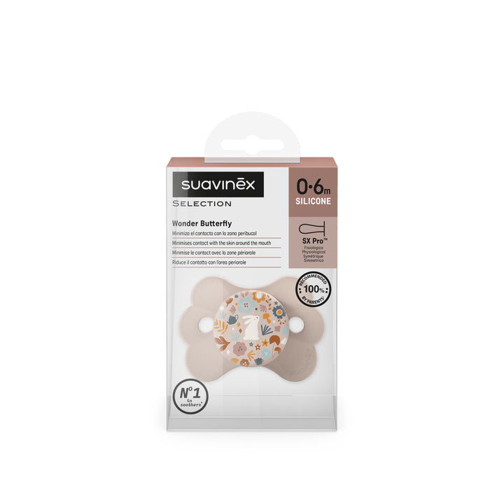 Suavinex Wonderland Butterfly SX Pro Soother 0-6 Months - Liberty Light Pink