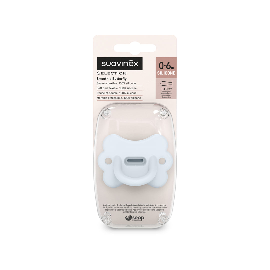 Suavinex Colour Essence Butterfly All Silicone SX Pro Soother 0-6 Months - Ballad Blue