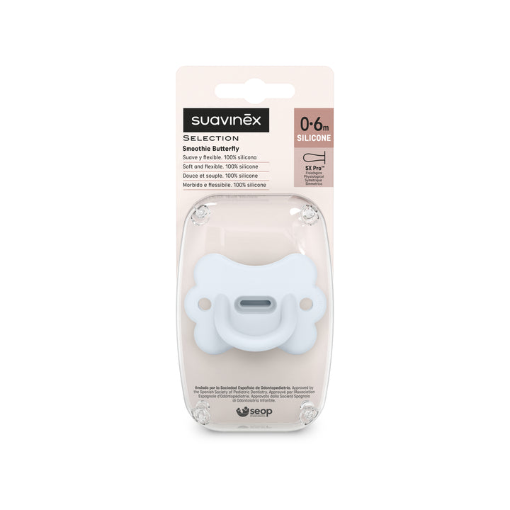 Suavinex Colour Essence Butterfly All Silicone SX Pro Soother 0-6 Months - Ballad Blue