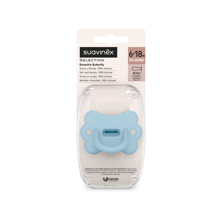 Suavinex Colour Essence Butterfly All Silicone SX Pro Soother 6-18 Months - Infinity Blue