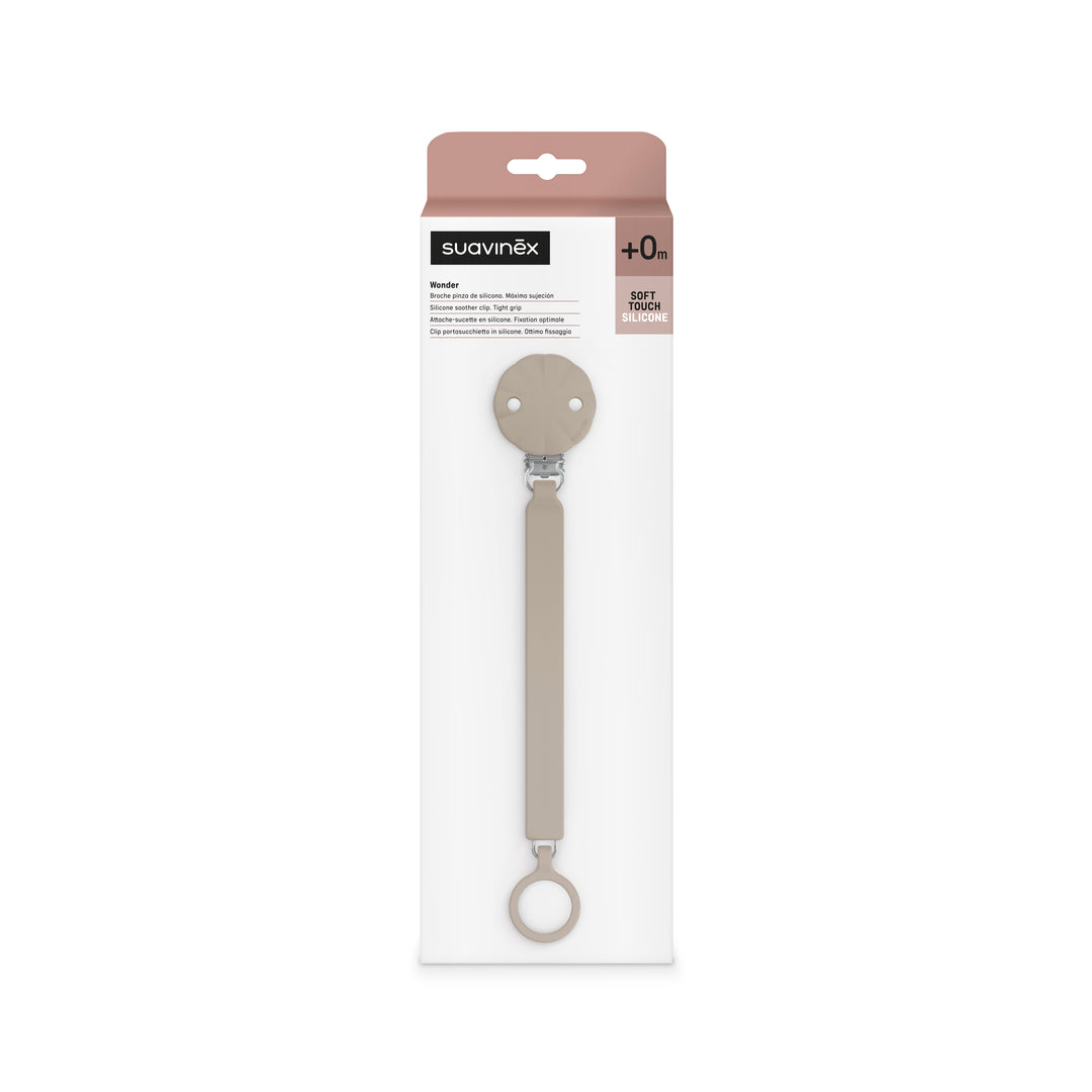 Suavinex Wonder Silicone Soother Clip - Gray Cloud