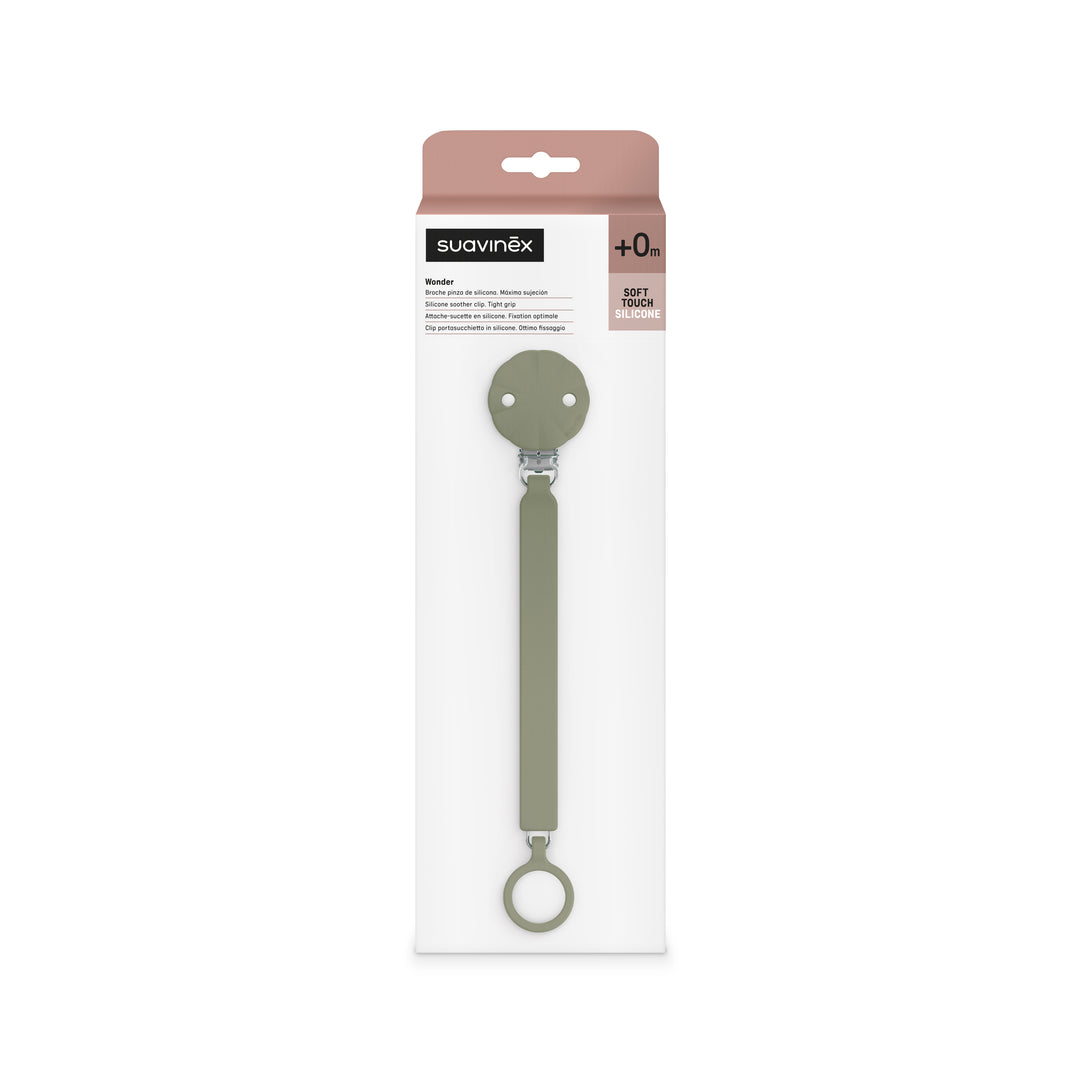 Suavinex Wonder Silicone Soother Clip - Hedge Green