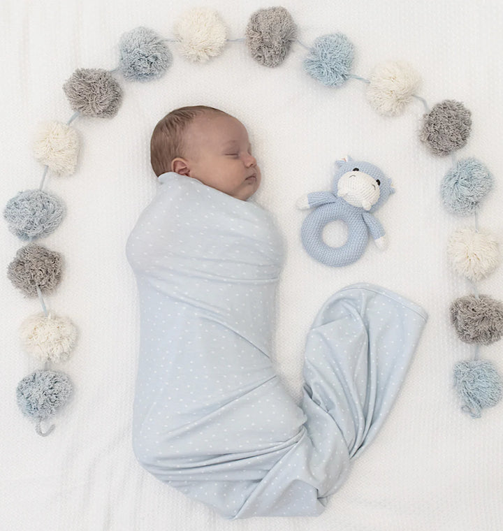 Jersey Swaddle & Ring Rattle Gift Set-Confetti/Hippo