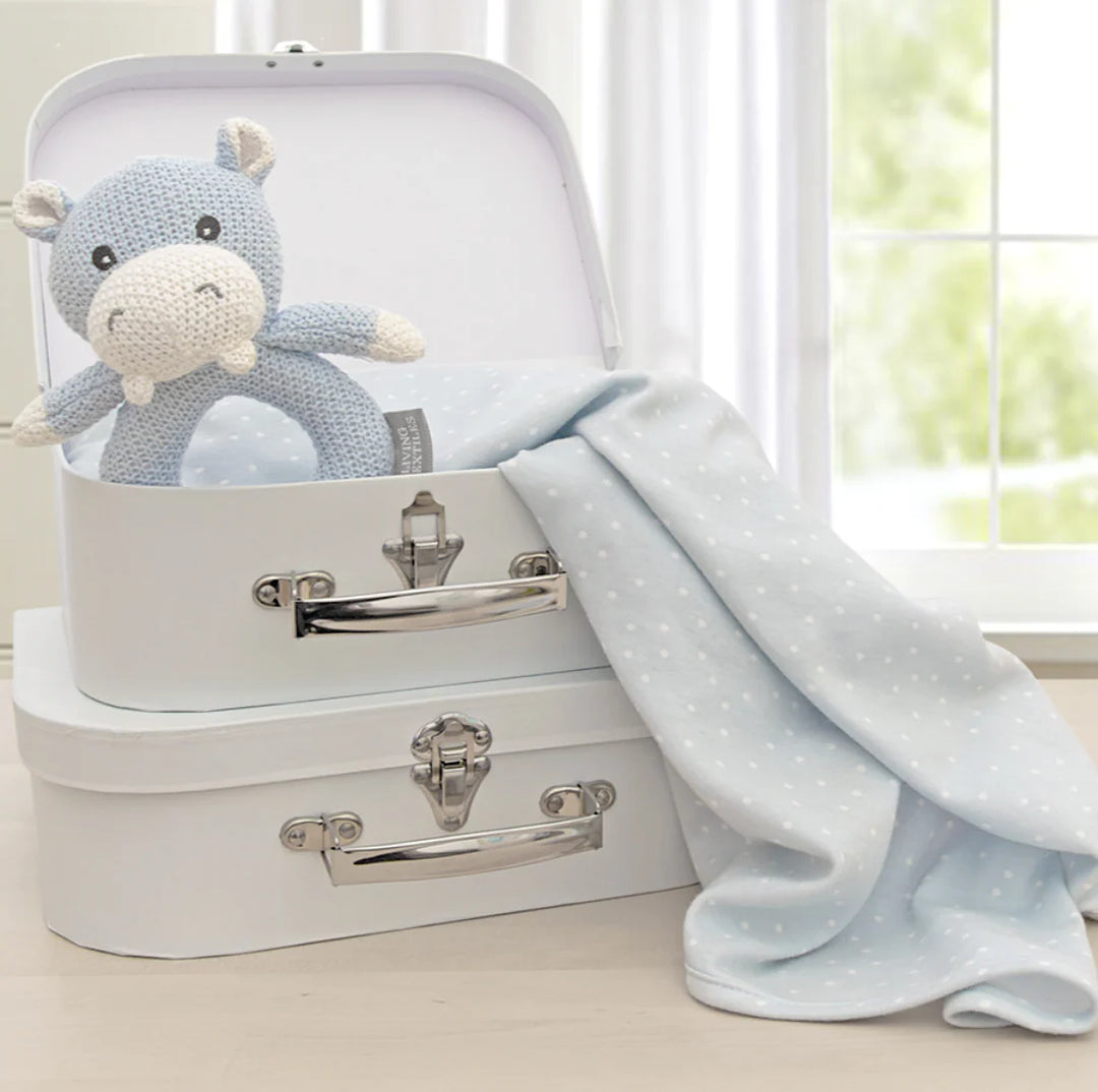 Jersey Swaddle & Ring Rattle Gift Set-Confetti/Hippo
