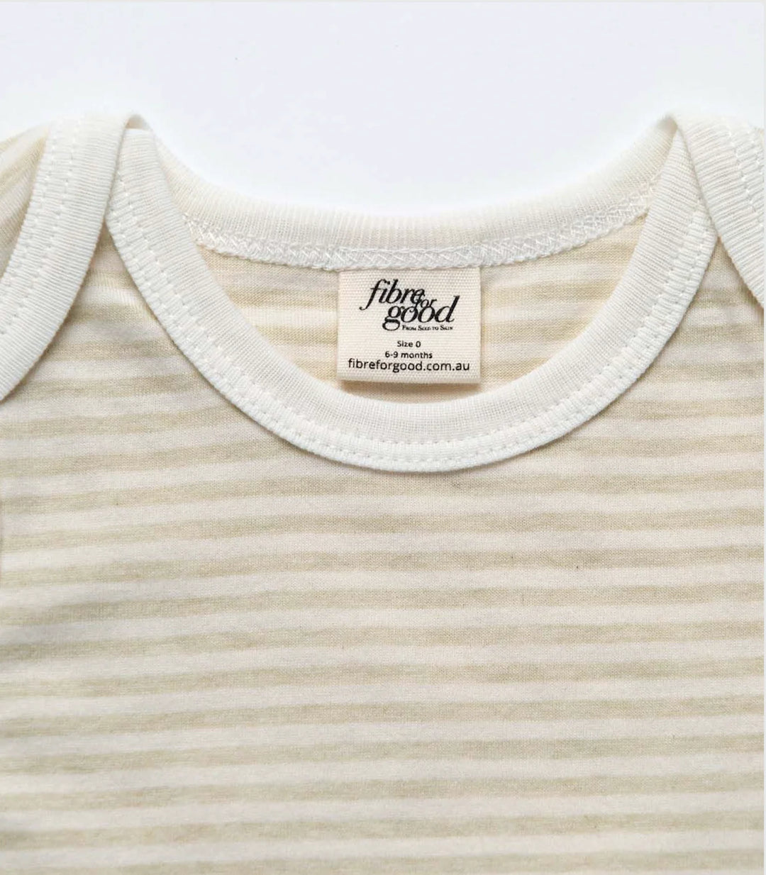 Fibre For Good Organic Cotton Stripe Jersey Bodysuit - Sage/Natural