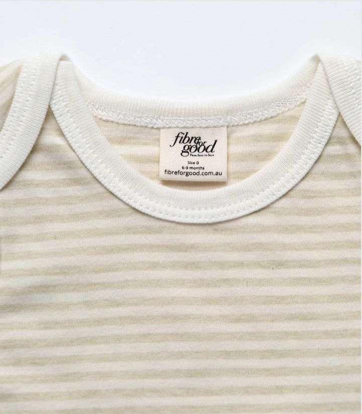Fibre For Good Organic Cotton Stripe Jersey Bodysuit - Sage/Natural
