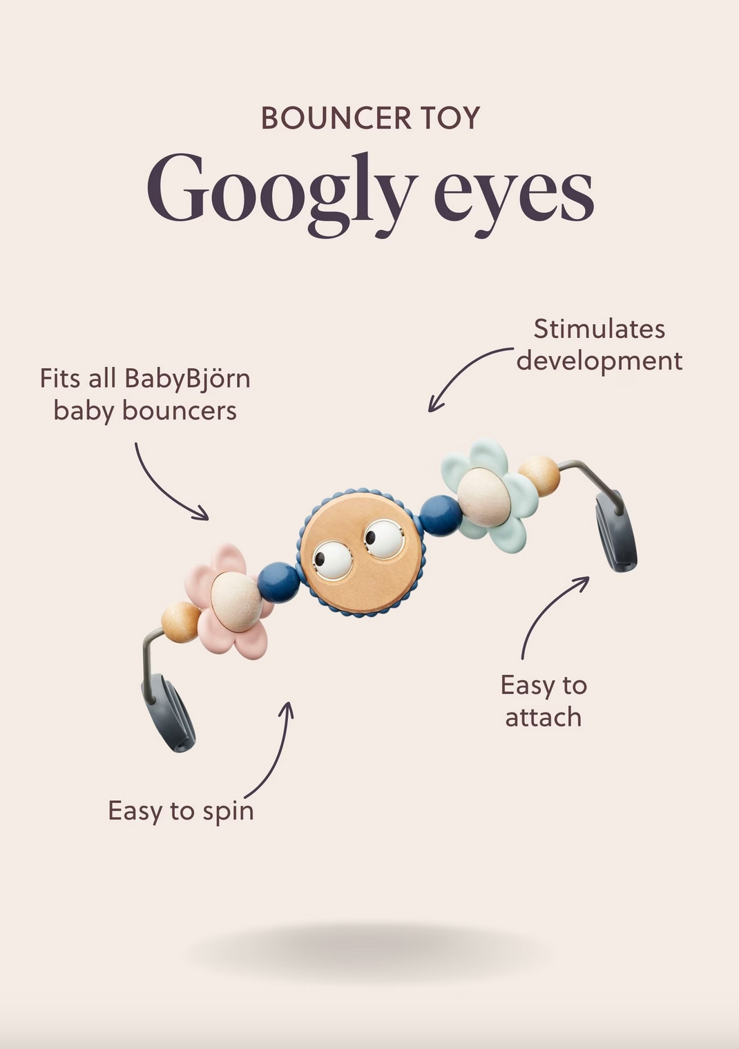 Babybjorn Toy for Bouncer Googly eyes - Black & white
