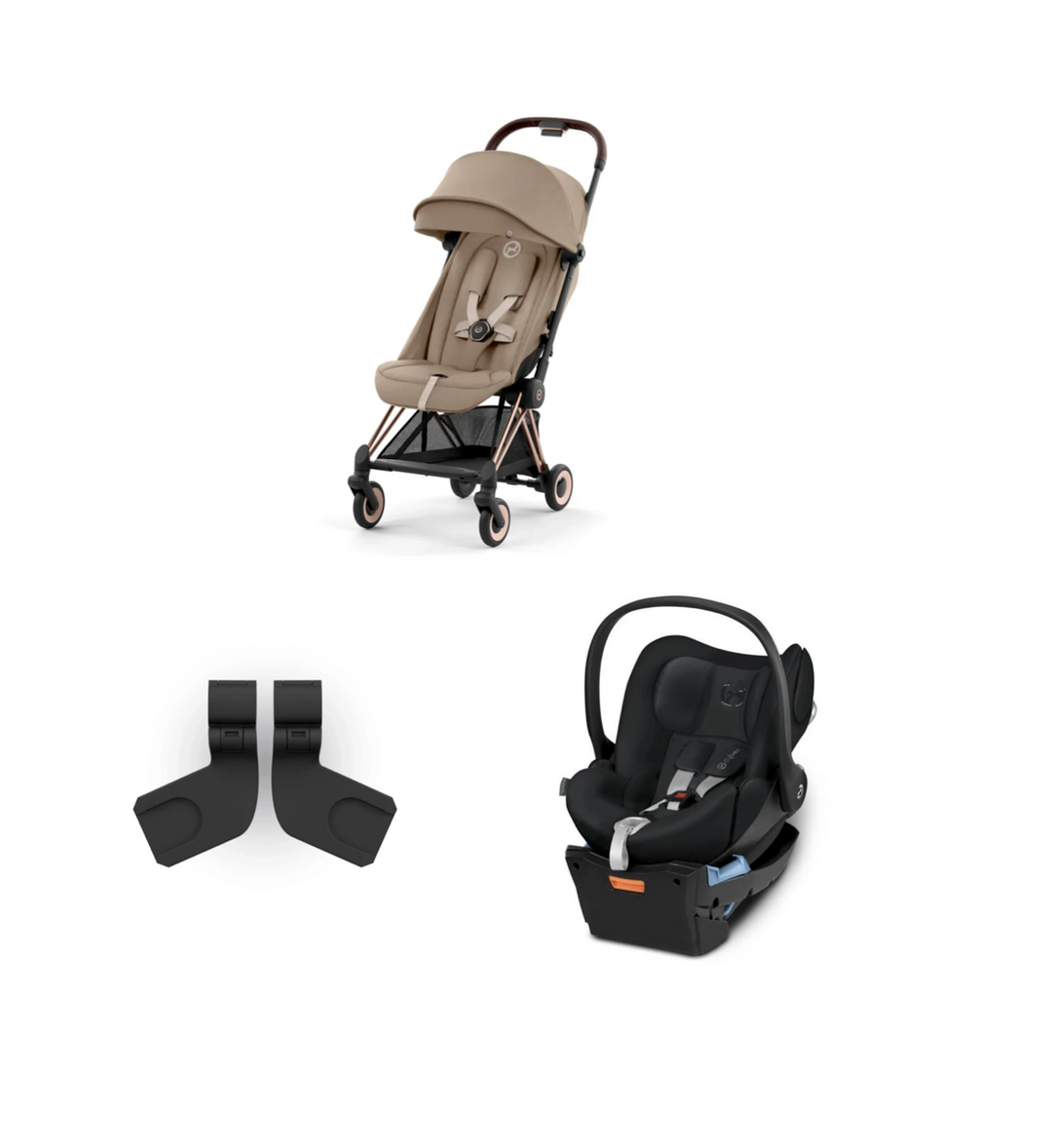 Cybex Coya Stroller Rose Gold/cozy beige + Cybex Cloud Q + Adapter