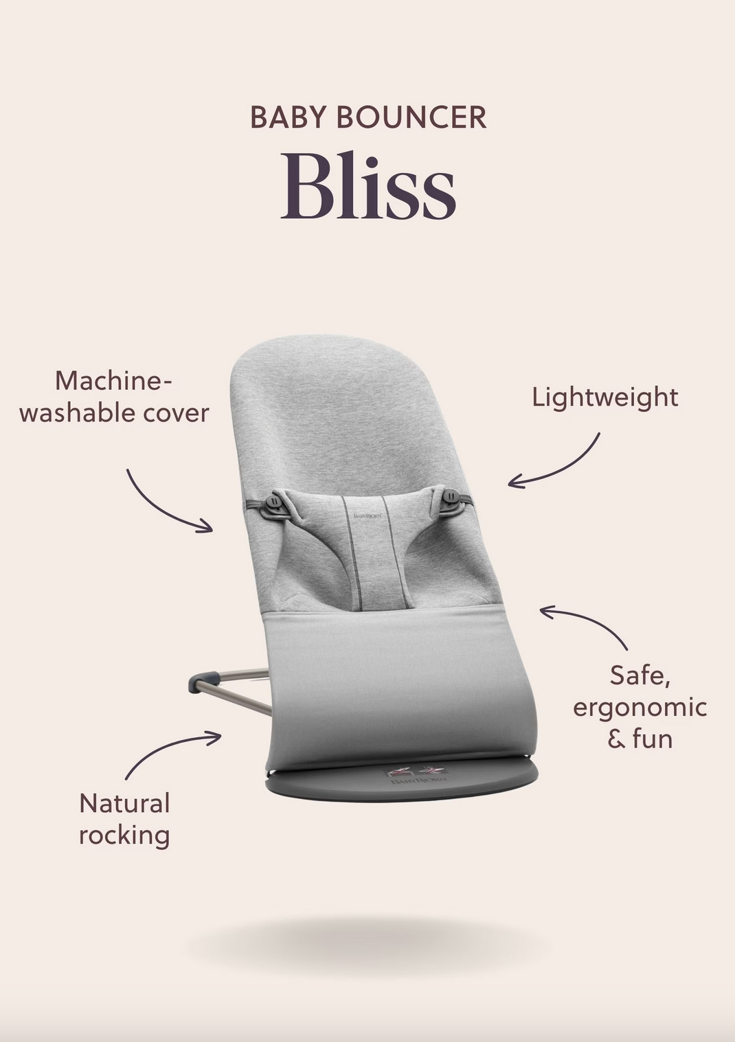 BabyBjorn Bouncer Bliss - Woven, Petal quilt, Sand gray