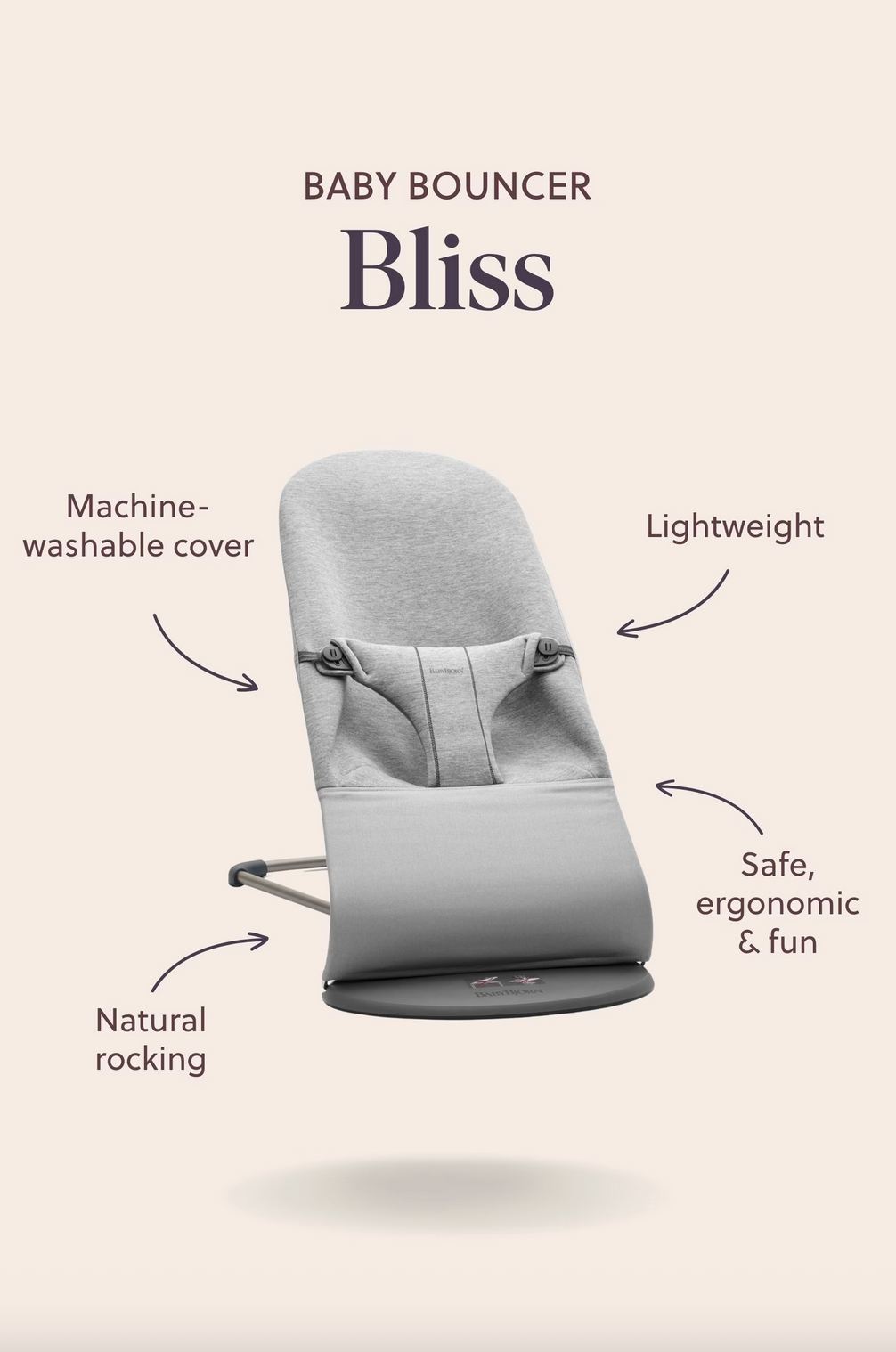 BabyBjorn Bouncer Bliss - 3D jersey, Light beige