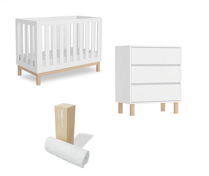 BabyRest Bailey Compact Cot + Comficore Mattress + Beaumont Chest