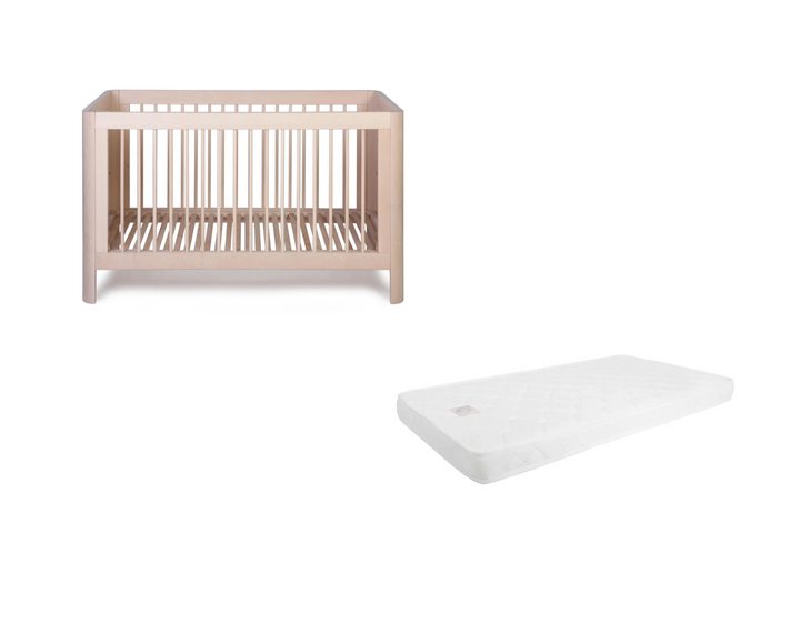 Troll Sun Cot 140cm x 70cm - Whitewash + Pixie Mattress
