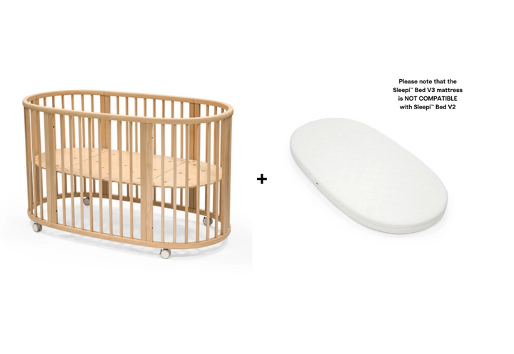 Stokke® Sleepi™ Bed V3 Natural + Mattress V3 (Brisbane Store Ex-Display)