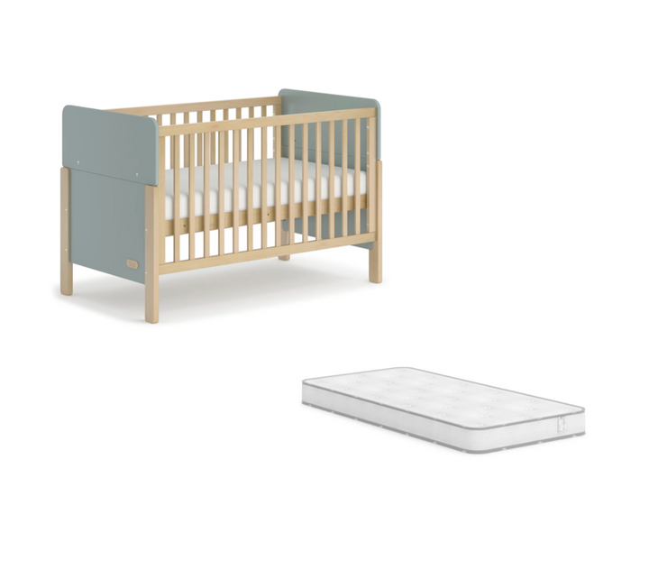 Boori Corindi Baby Cot -  Blueberry and Almond + Boori Pocket Spring Mattress