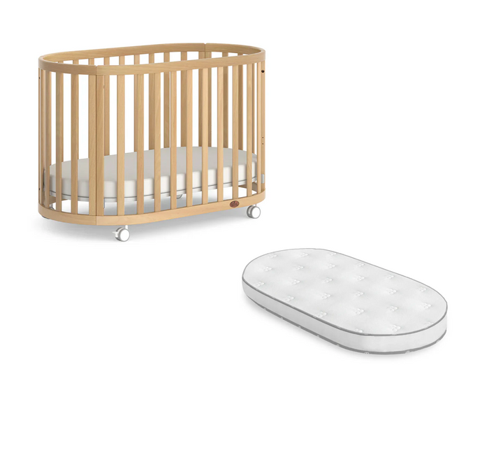 Boori Eden Oval Cot - Beech + Boori Pocket Spring Mattress